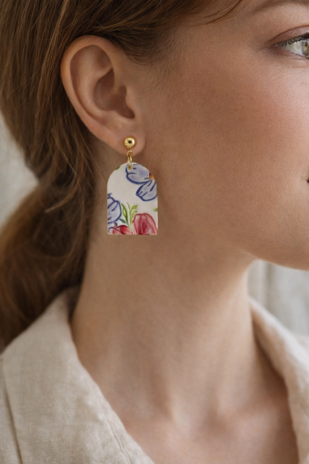 Floral Porcelain Earrings - #11