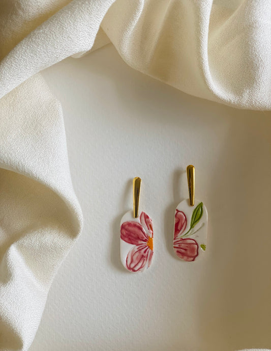 Floral Porcelain Earrings - #13