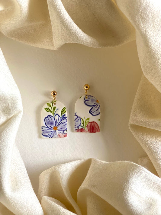Floral Porcelain Earrings - #11