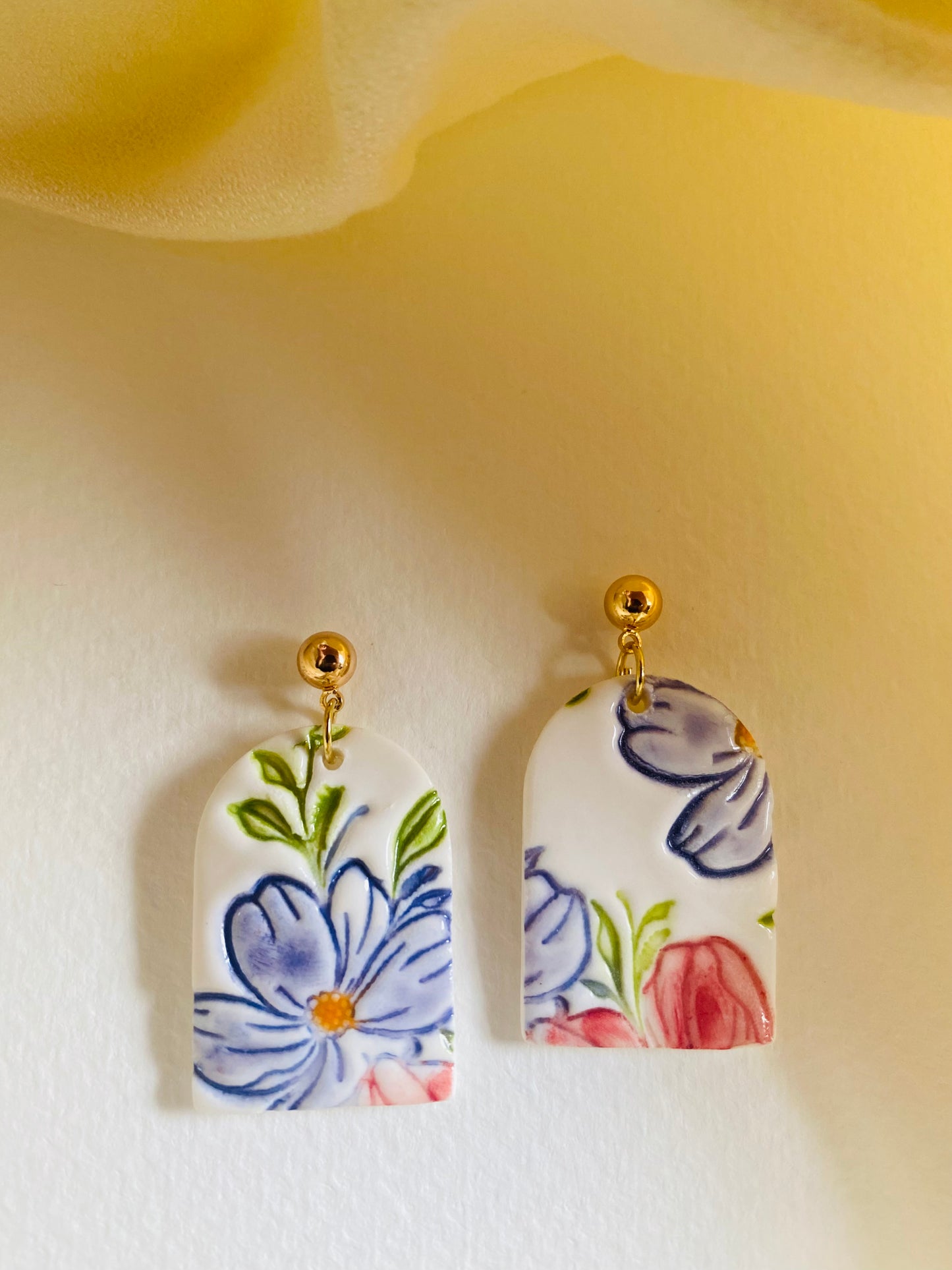 Floral Porcelain Earrings - #11