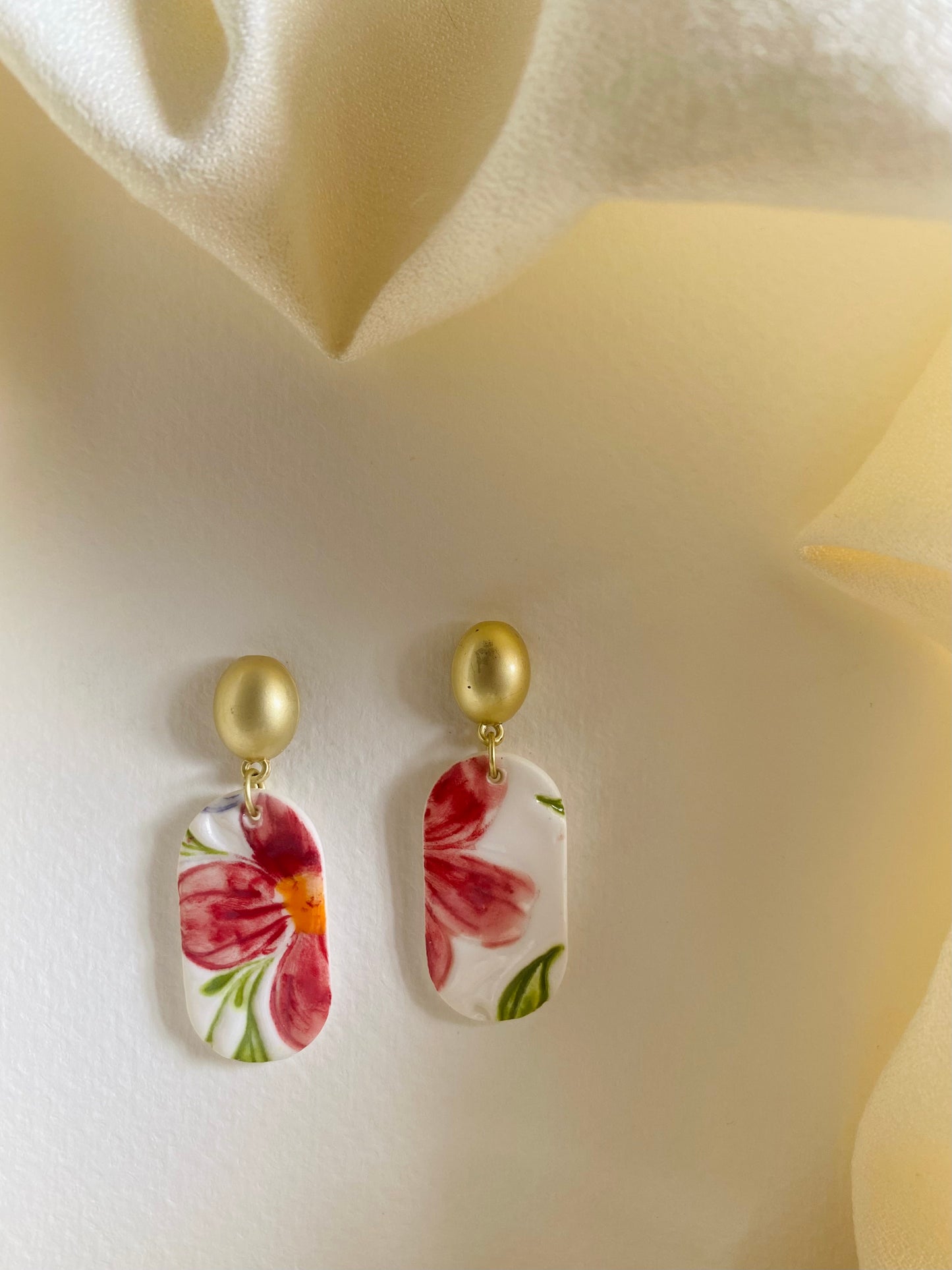 Floral Porcelain Earrings - #12
