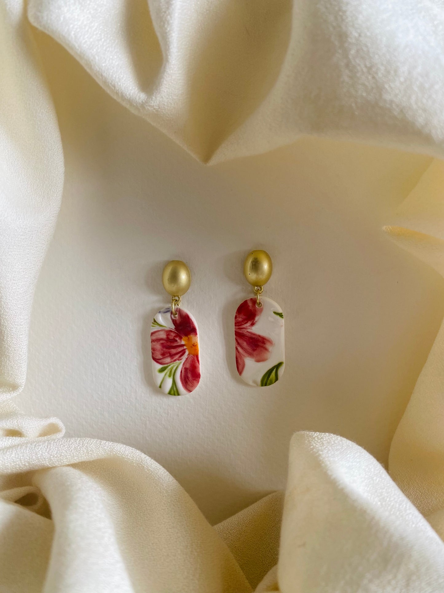 Floral Porcelain Earrings - #12
