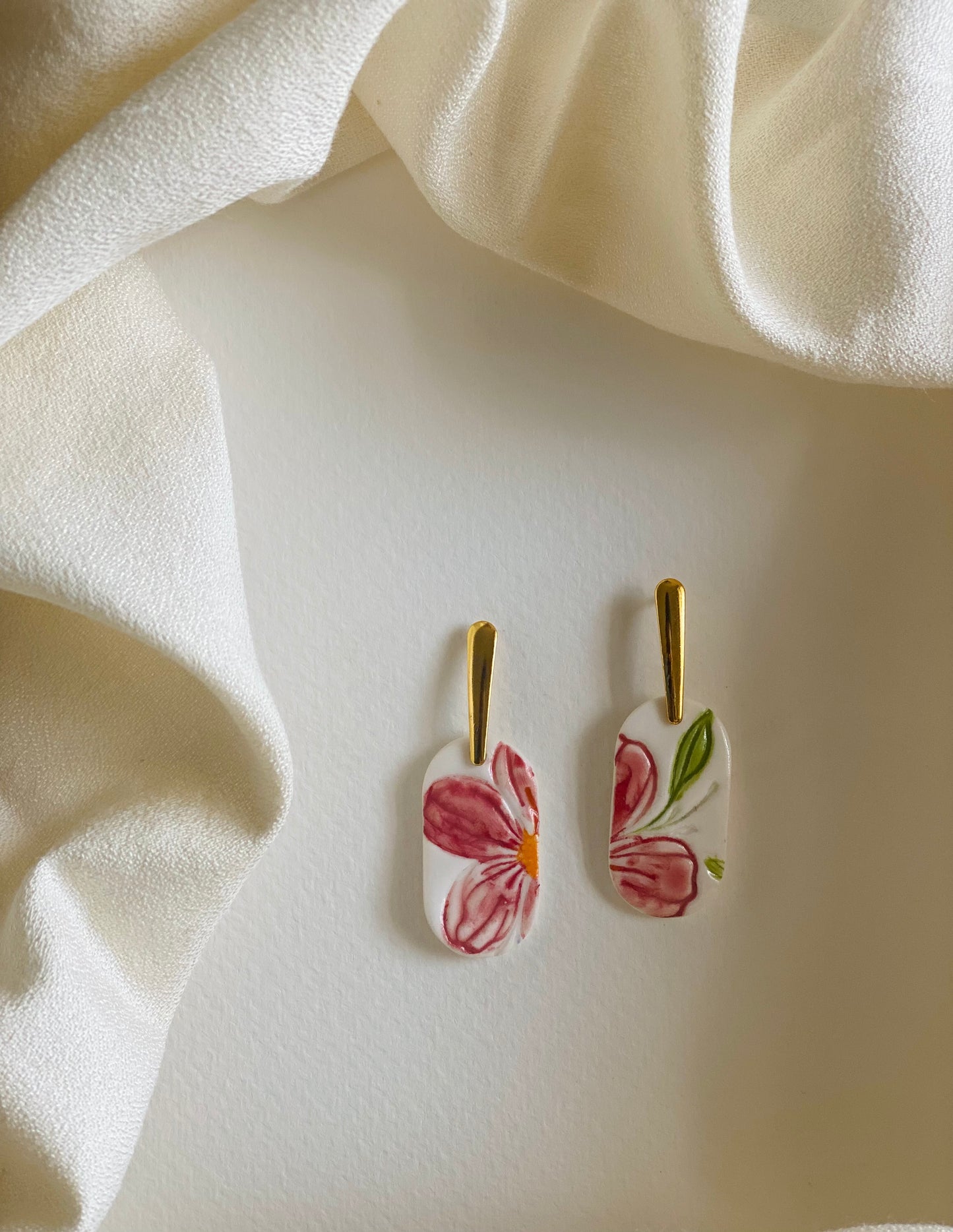 Floral Porcelain Earrings - #13