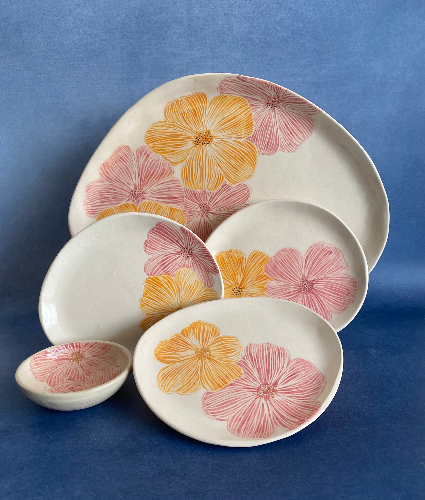 Summer Rose Platter Set